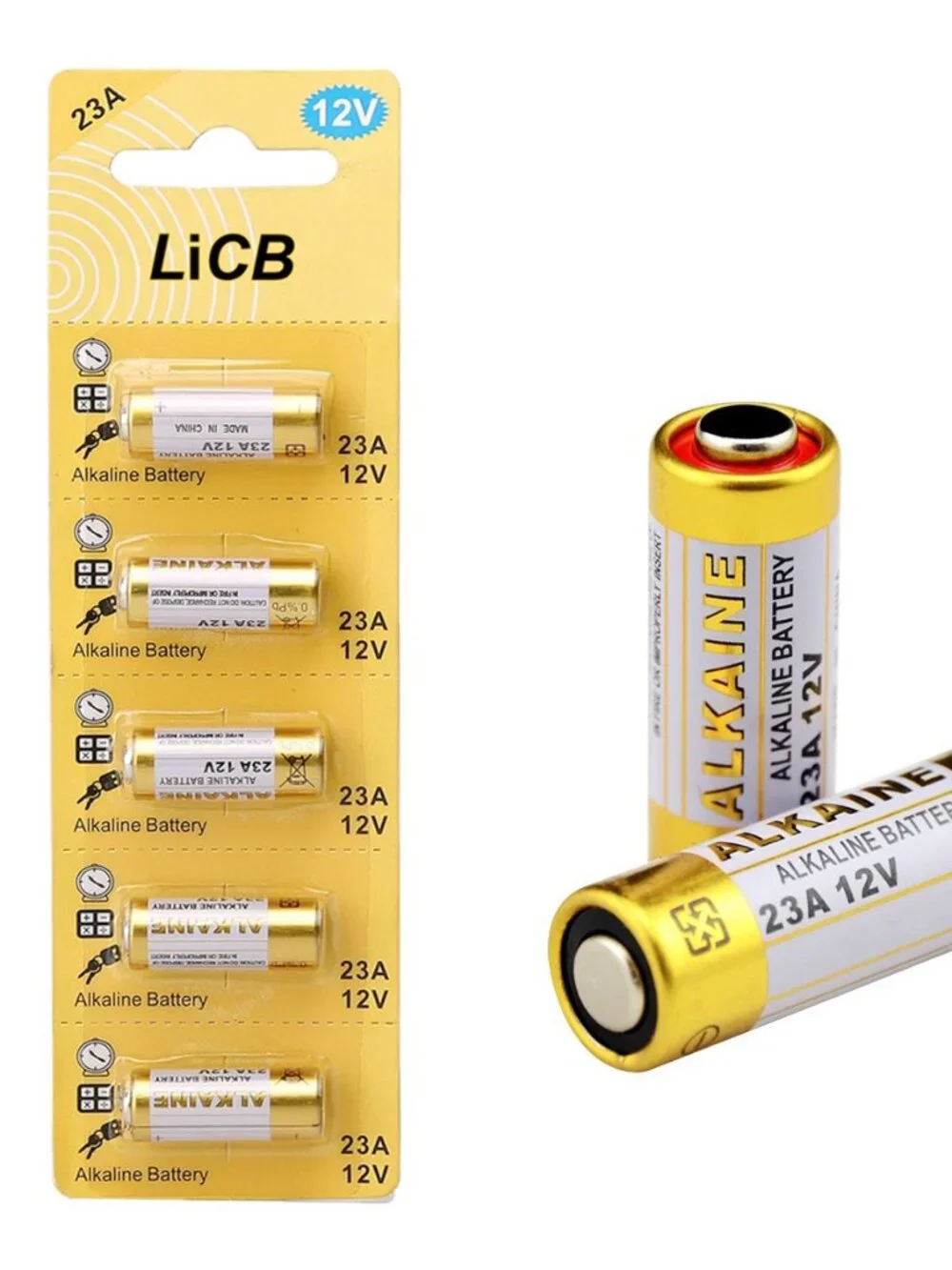 LiCB A23 23A 12V Alkaline Battery (5-Pack)